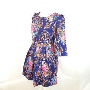 Classic Fashion Mini Floral 3/4 SleeveDress L NWT
